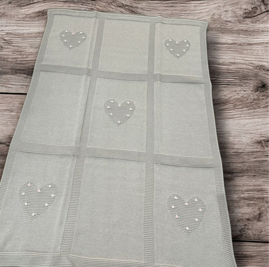 BABY LORD - coperta in filo di cotone cuori e rose corredino est 25 - GIRL