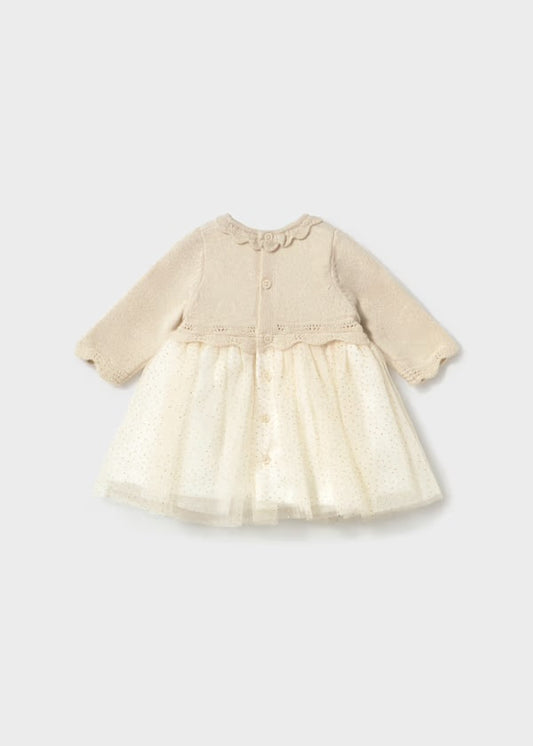 MAYORAL - vestito tricot tulle champagne- invernale
