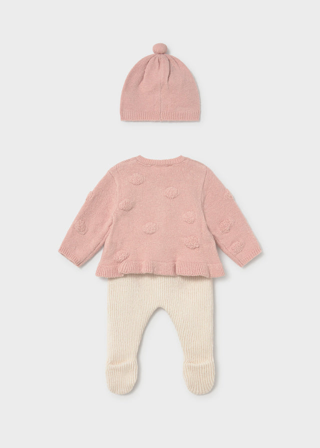 MAYORAL-completino cardigan+cappello nude-invernale