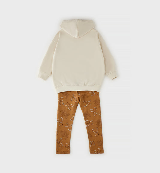 SARABANDA - completo leggins orsetto crema - invernale