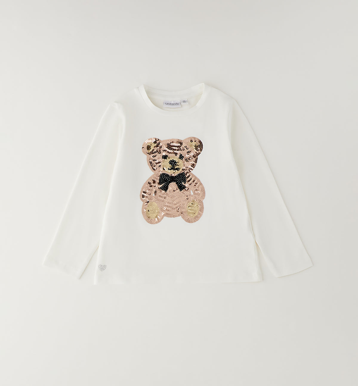 SARABANDA - t-shirt orsetto paillettes bianco - invernale