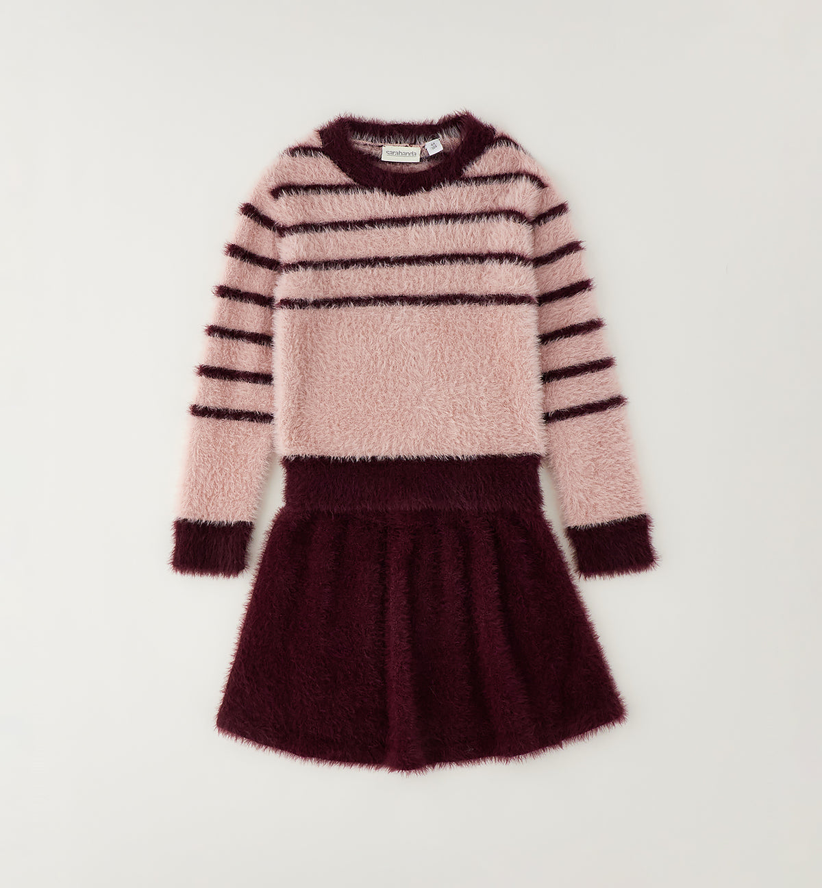 SARABANDA - completo gonna peluchoso rosa/bordeaux - invernale