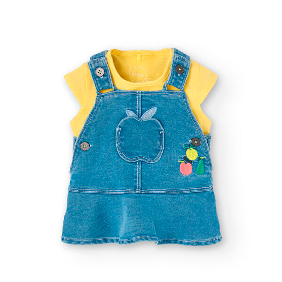 BOBOLI - salopette + t-shirt mela abbigliamento est 25 b - GIRL