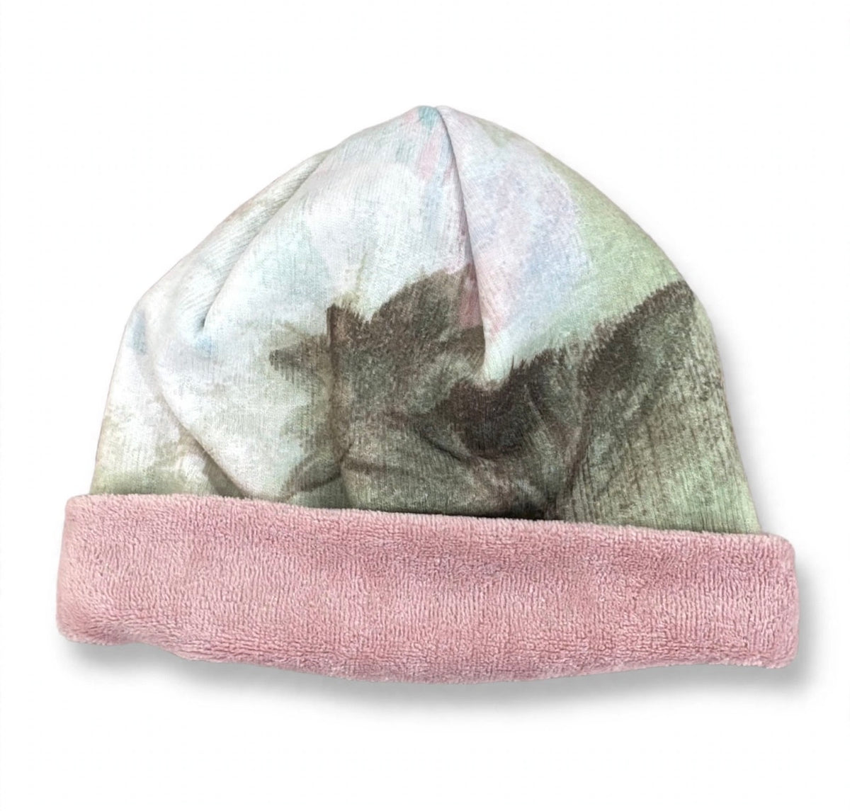 BARCELLINO - cappellino ciniglia verde/rosa - invernale