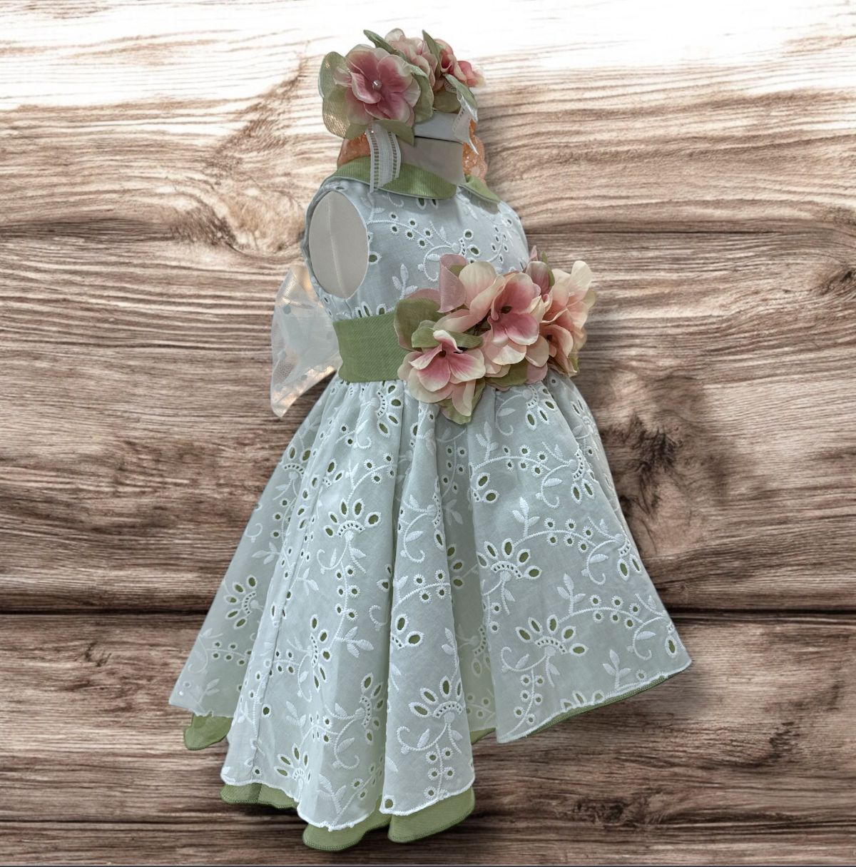 MARLU' - abito + fascia pizzo san gallo e fiori cerimonia abbigliamento est 25 - GIRL