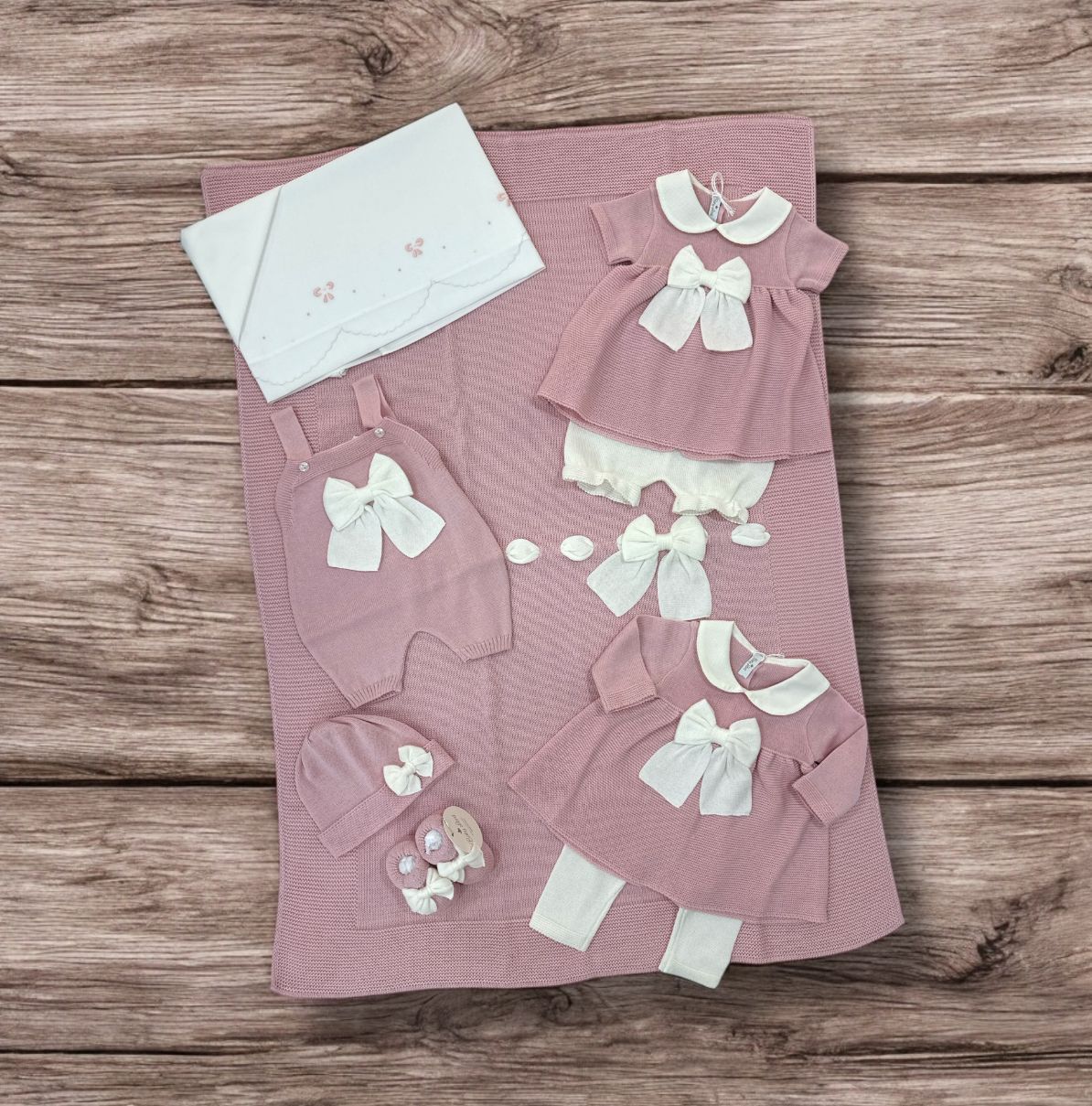 BABY LORD - completo 2pz + cuffietta + scarpine corto corredino est 25 - GIRL