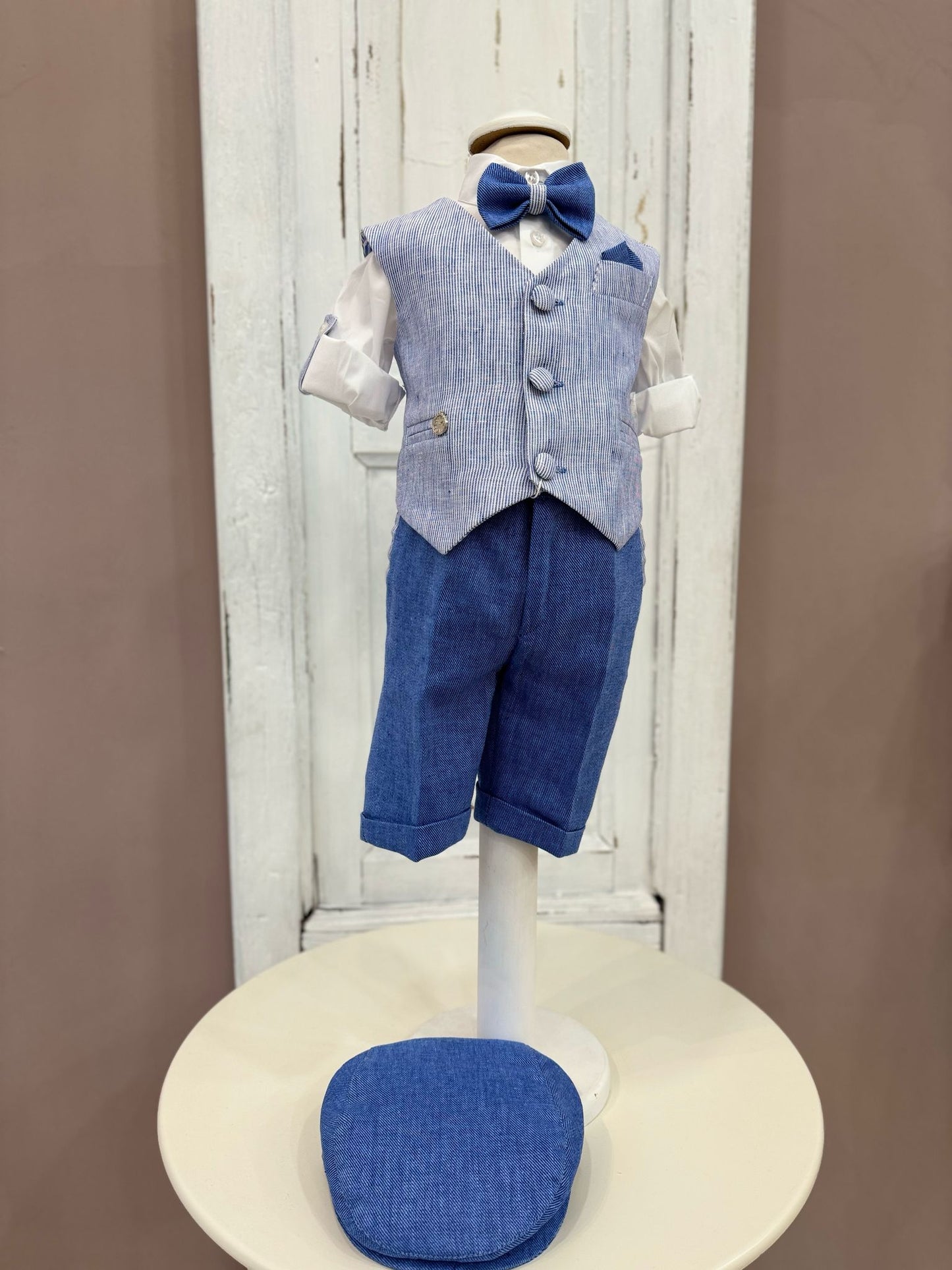 LES PETITES ENFANTES - completo gilet con coppola blu cerimonia est 25 b - BOY