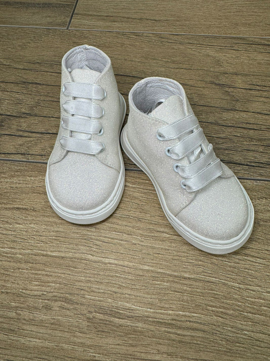 MISTER JERRY - scarpa polacchino glitter bianco calzature - GIRL
