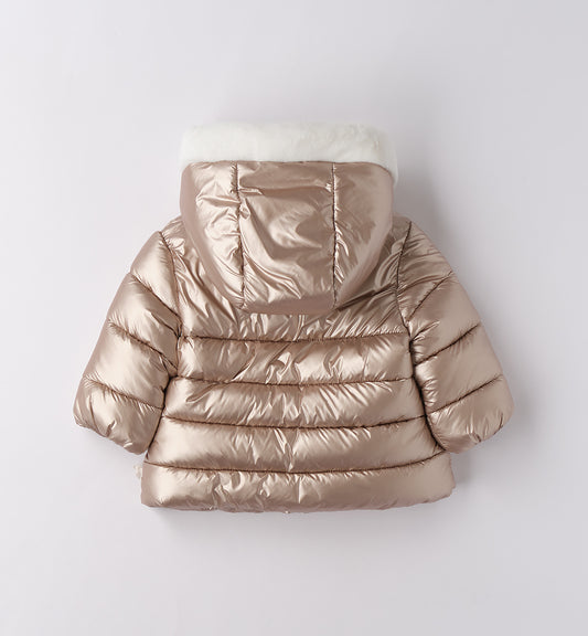 MINIBANDA - giubbotto imbottito con pelliccia champagne abbigliamento invernale 25/26 b - GIRL
