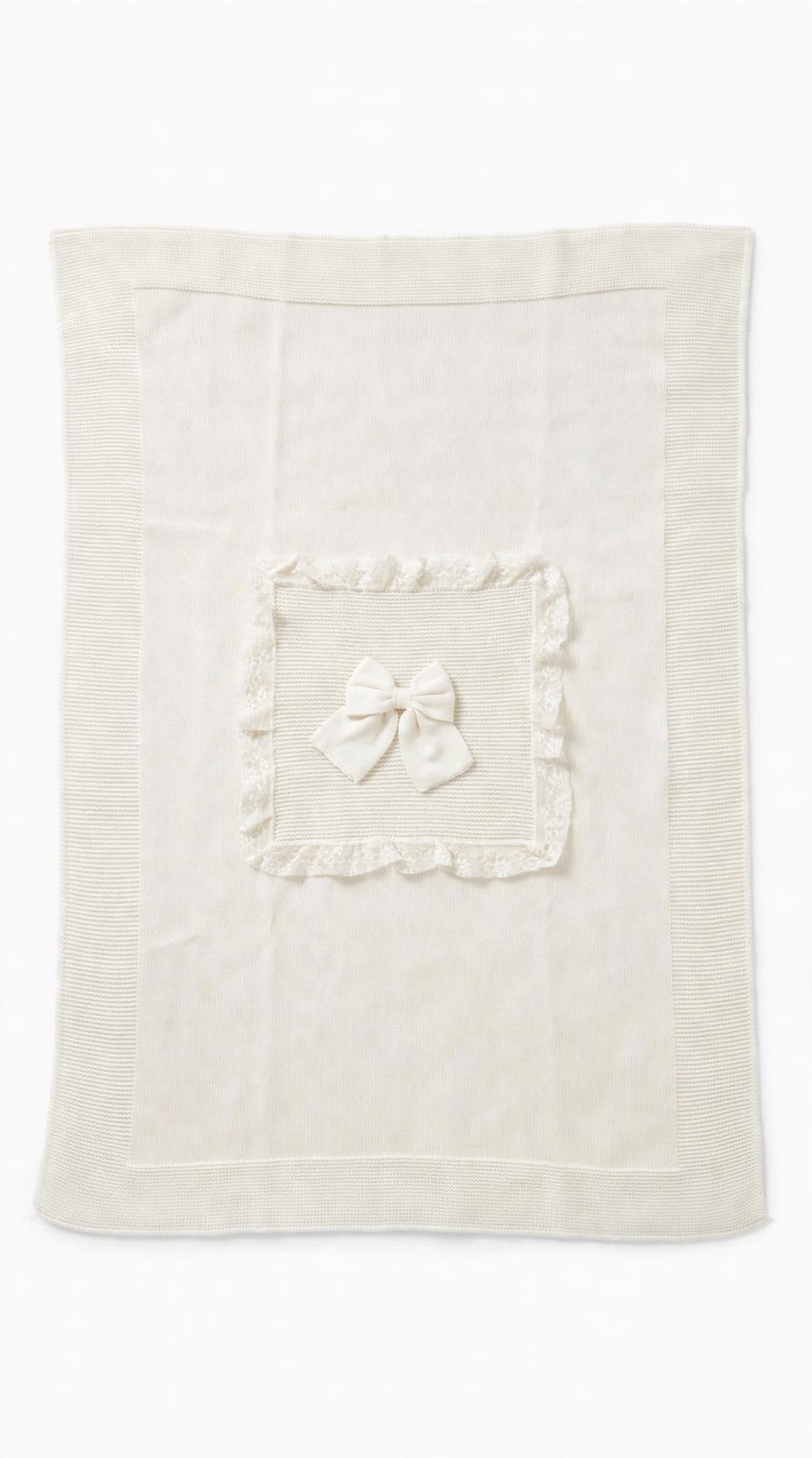 BABY LORD - coperta con pizzo 100% lana panna - invernale