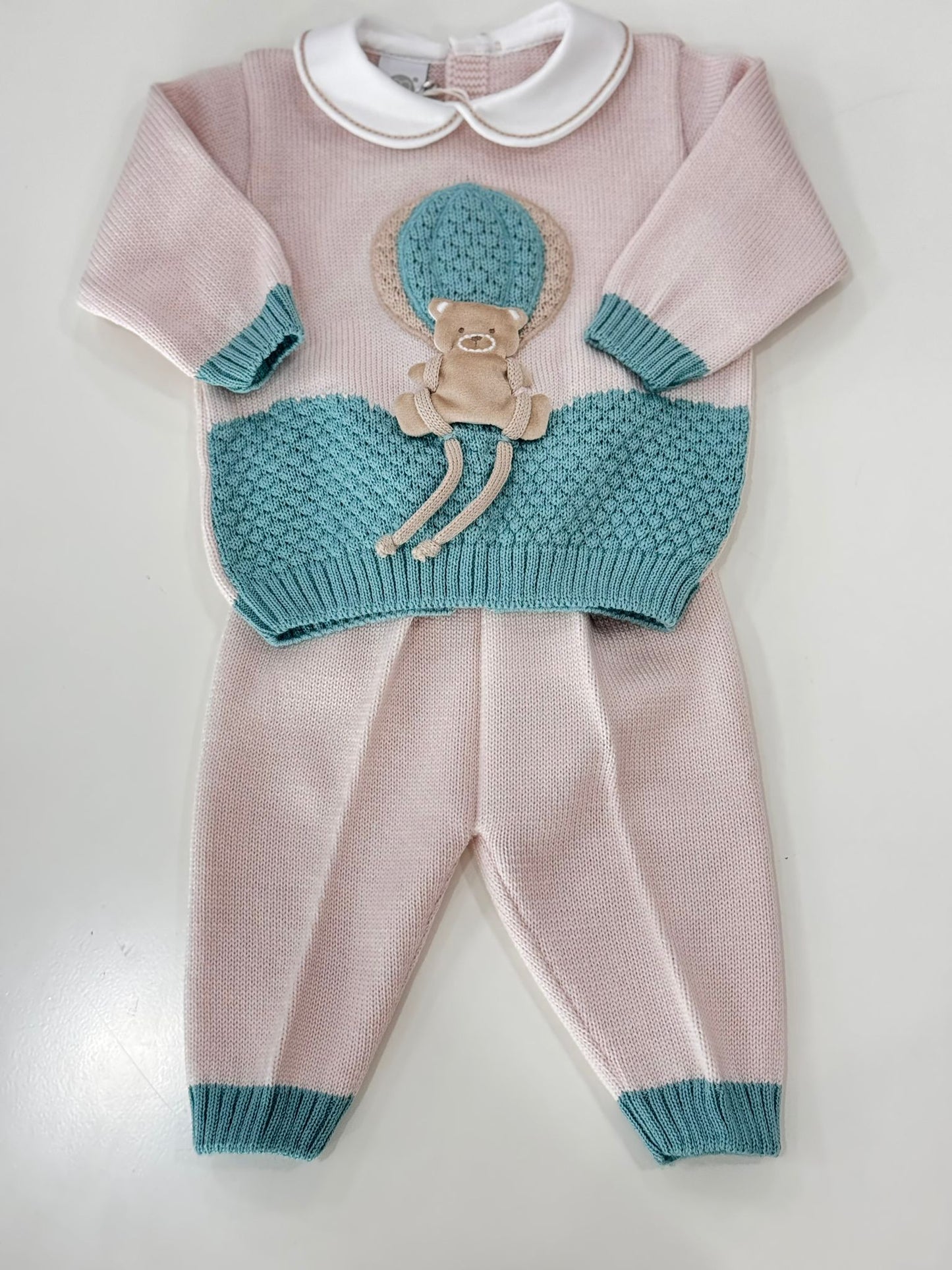MARLU' - completo 2 pz mongolfiera 100% lana (set. 57 verde) corredino invernale 25/26 - UNISEX