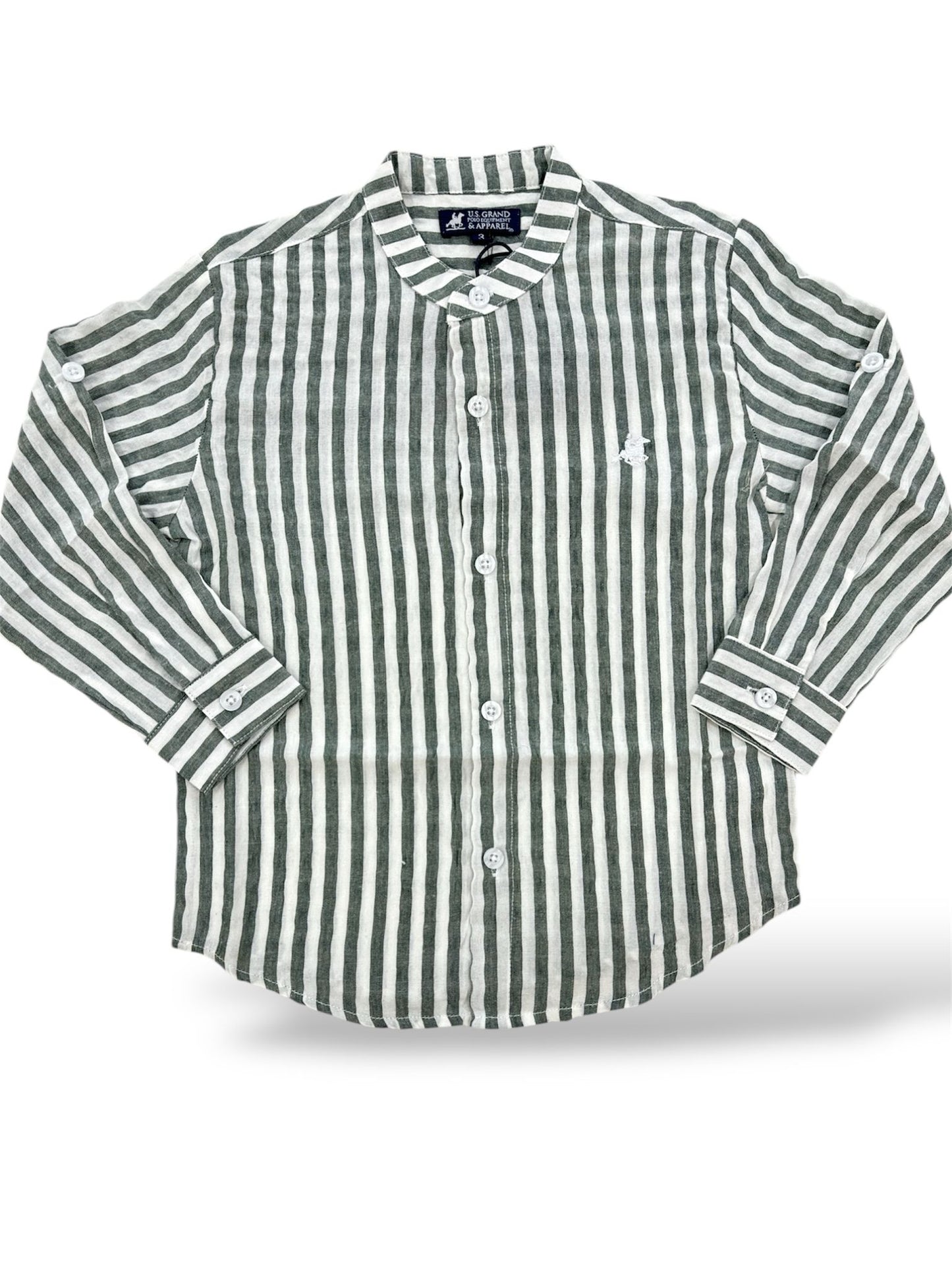 US GRAND POLO - camicia lino coreana righe verde abbigliamento est 25 j - BOY