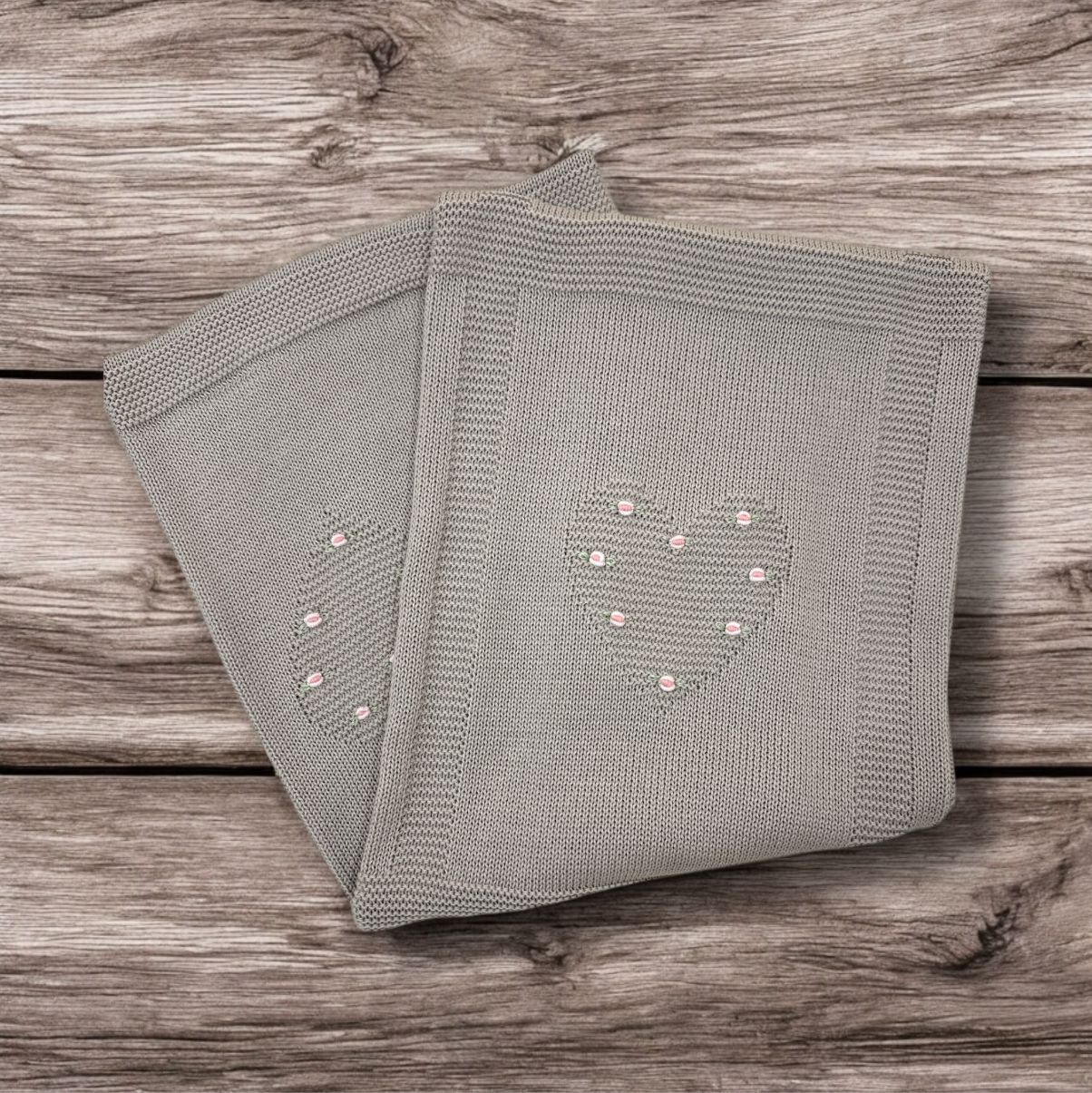 BABY LORD - coperta in filo di cotone cuori e rose corredino est 25 - GIRL