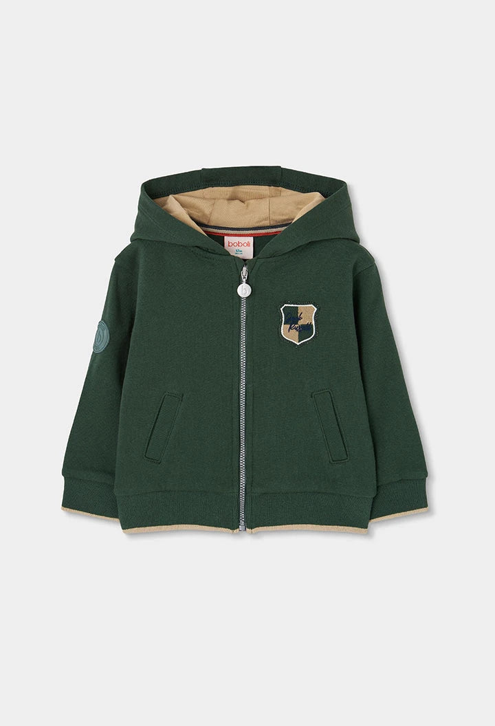 BOBOLI - felpa con zip verde - invernale