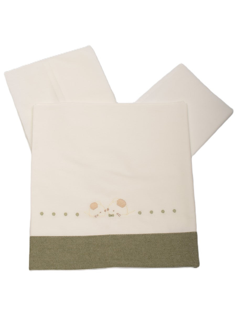 BARCELLINO - set lenzuolino bianco/verde