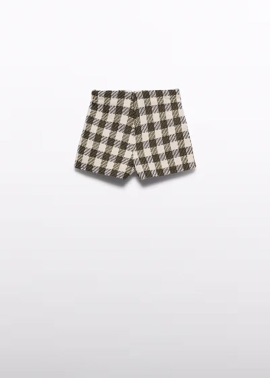 ABEL & LULA - bermuda pied de poule verde/beige - invernale