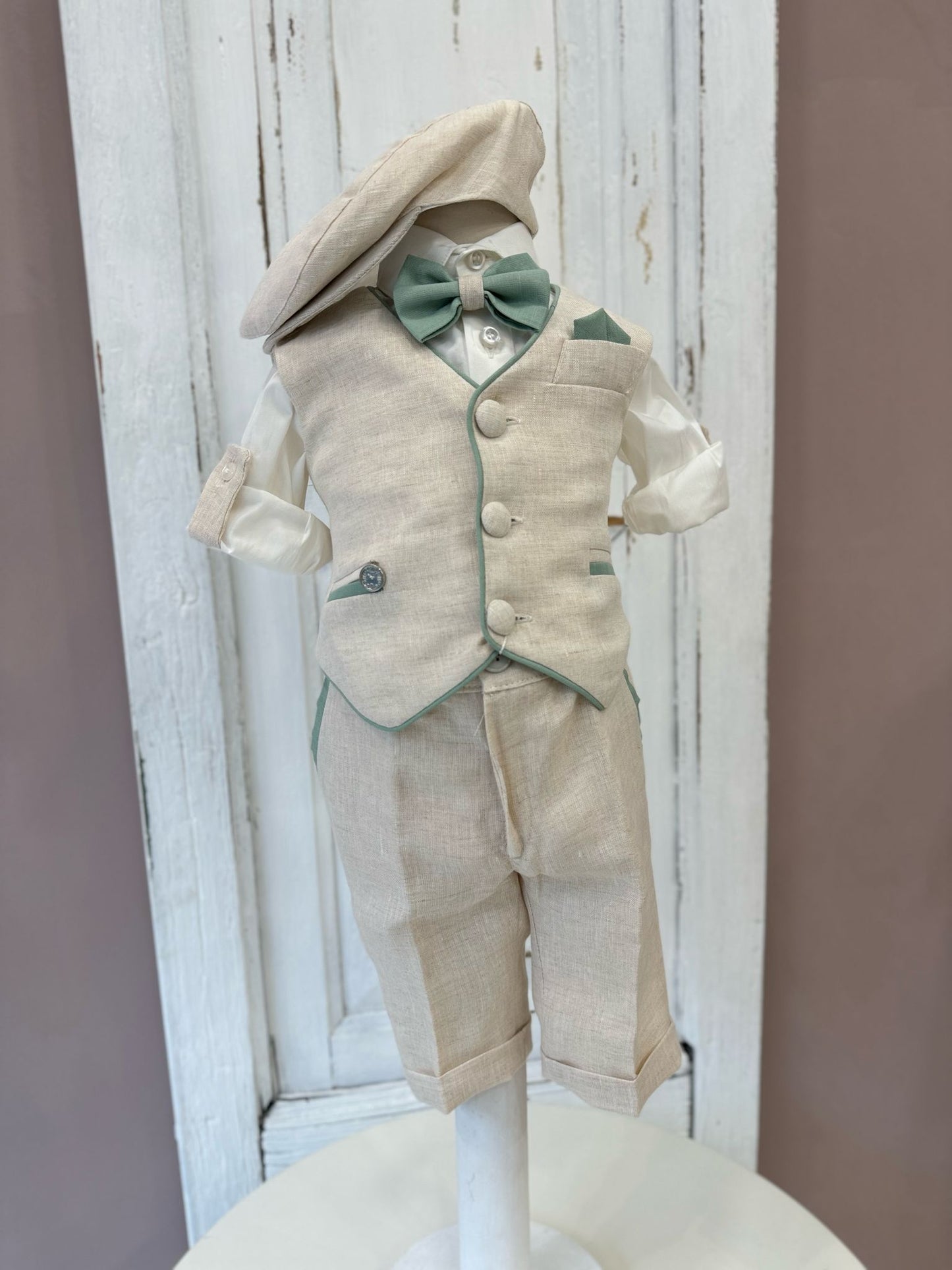 LES PETITES ENFANTES - completo gilet con coppola verde cerimonia est 25 b - BOY