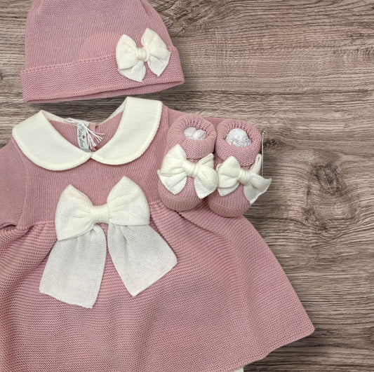 BABY LORD - completo 2pz + cuffietta + scarpine corto corredino est 25 - GIRL