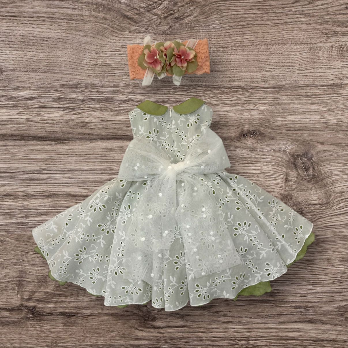 MARLU' - abito + fascia pizzo san gallo e fiori cerimonia abbigliamento est 25 - GIRL