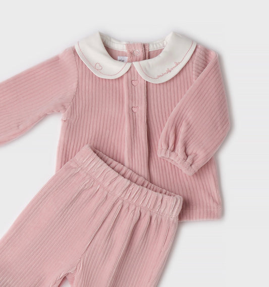 MINIBANDA - completino ciniglia rosa baby - invernale