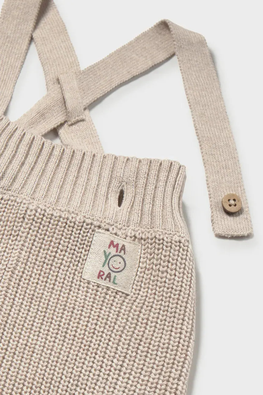 MAYORAL-pantalone bretelle tricot beige-invernale