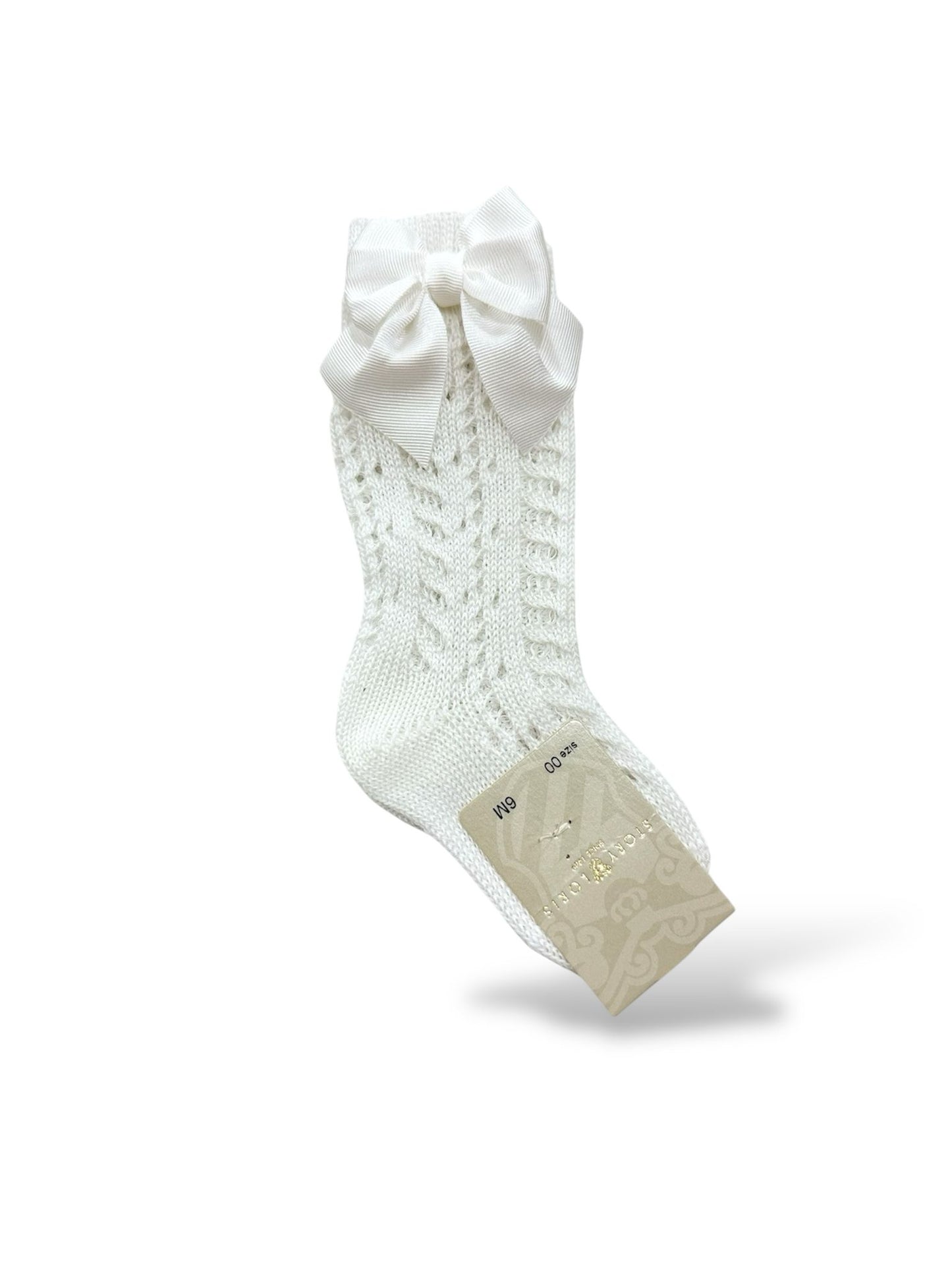 STORY LORIS - calzettone traforato con fiocco bianco accessori - GIRL