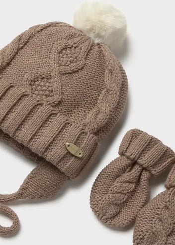 MAYORAL-completino cappello e guanti marrone-invernale