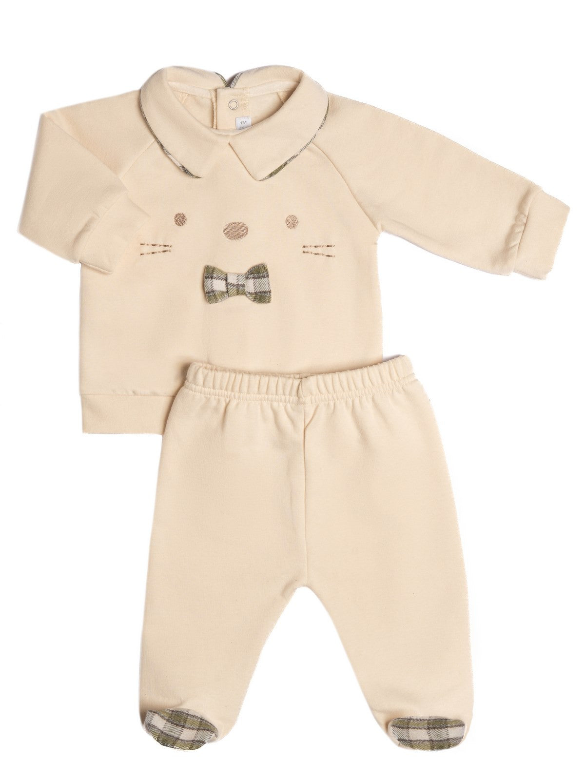 BARCELLINO - completo 2pz neonato beige/verde - invernale
