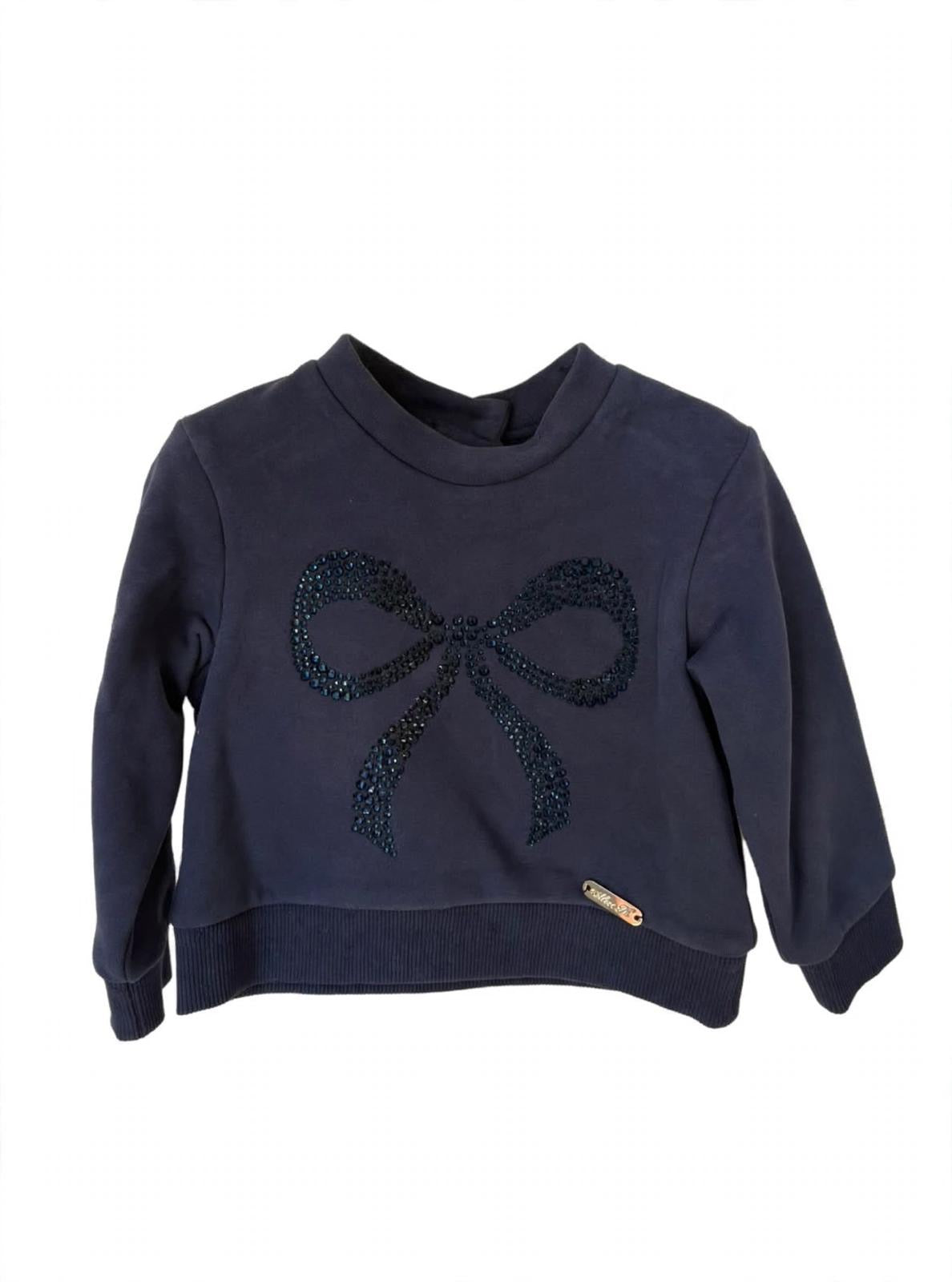 ALICE PI - felpa fiocco strass blu -invernale