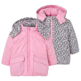 BOBOLI-giubotto reversibile rosa/fiori-invernale