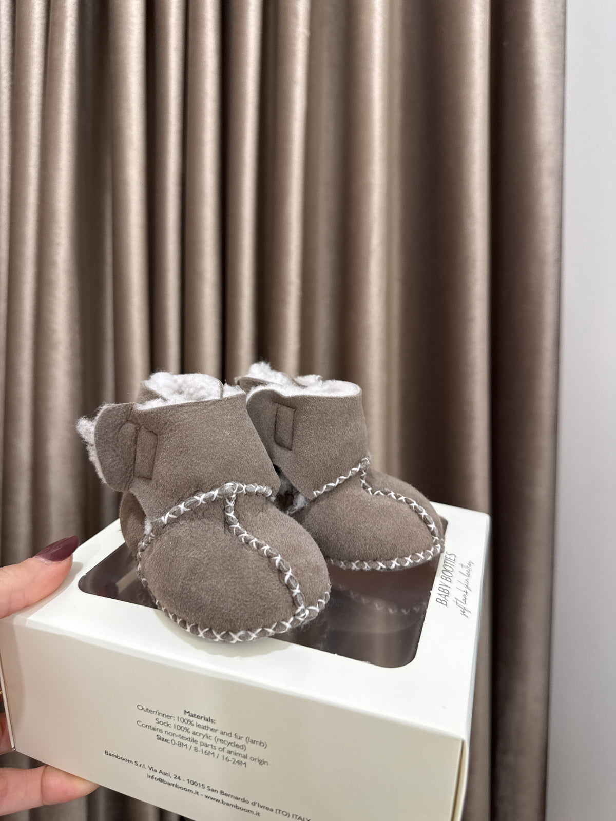 BAMBOOM- babbucce in pelle di agnello soft Brown - invernale