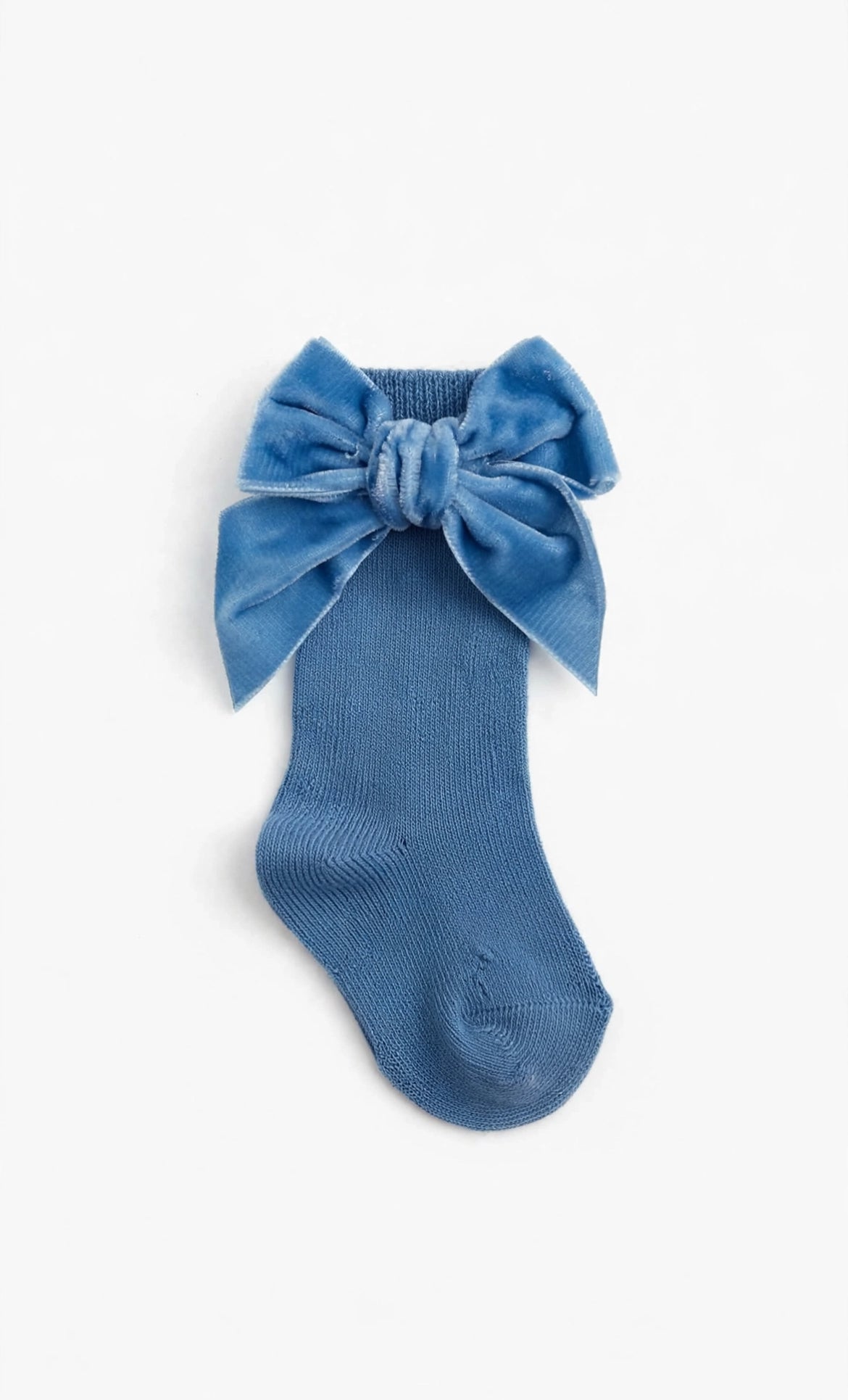 CONDOR-calzettone fiocco velluto azzurro-invernale