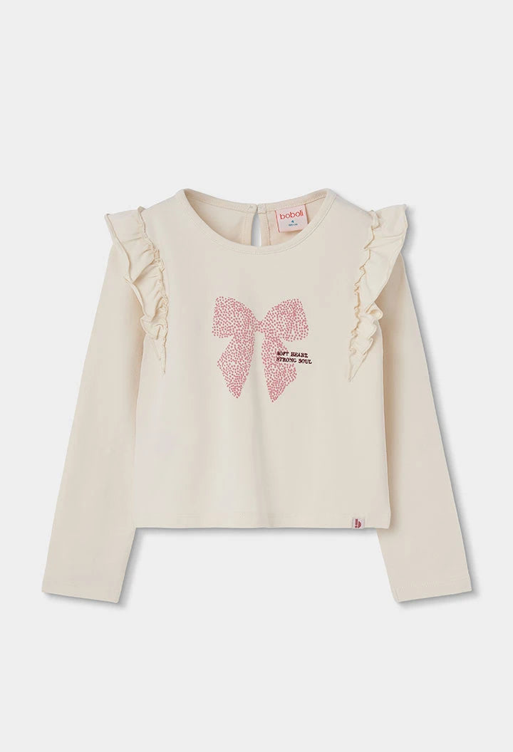 BOBOLI-t-shirt manica lunga panna-invernale