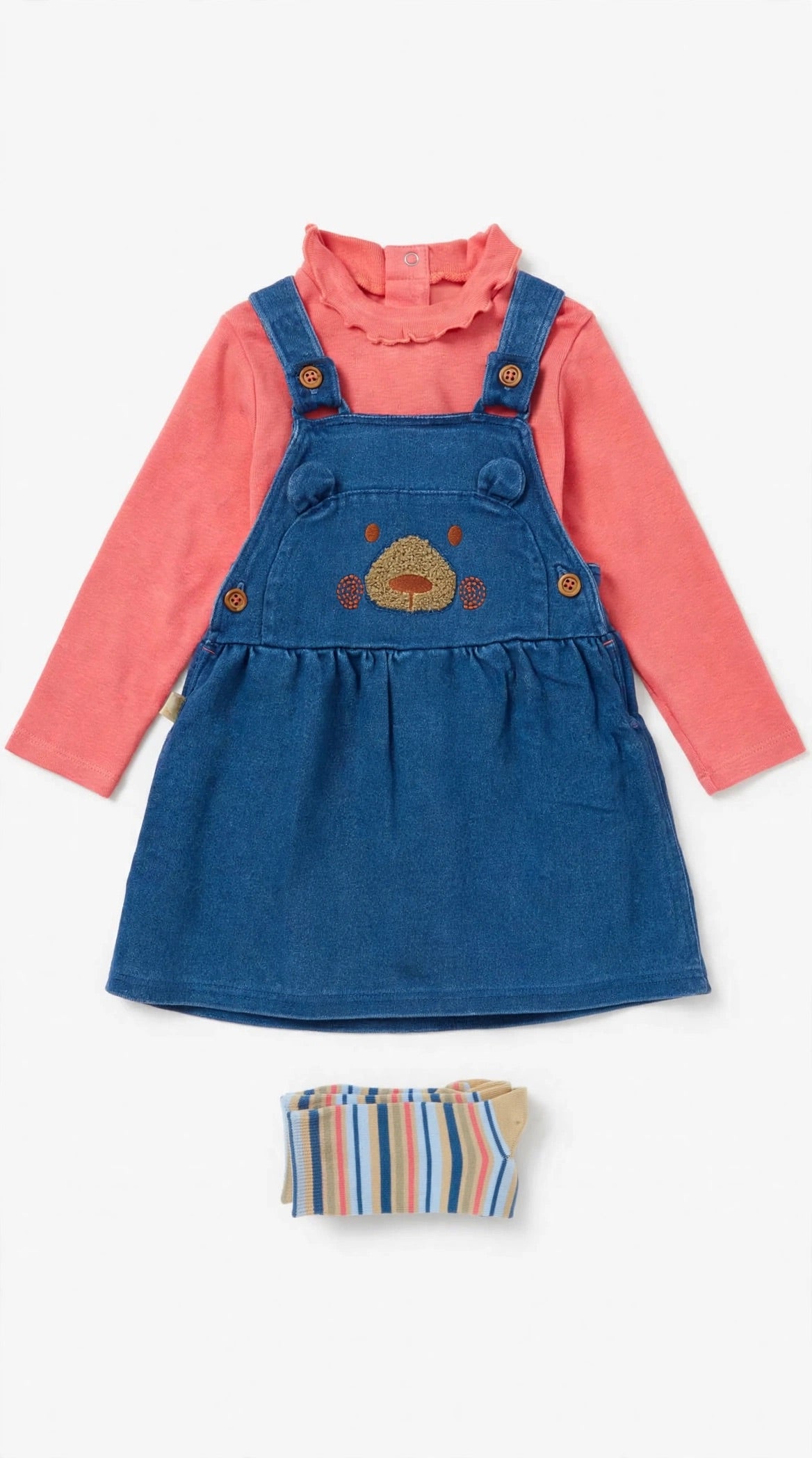 BOBOLI - completo salopette+calzamaglia jeans - invernale