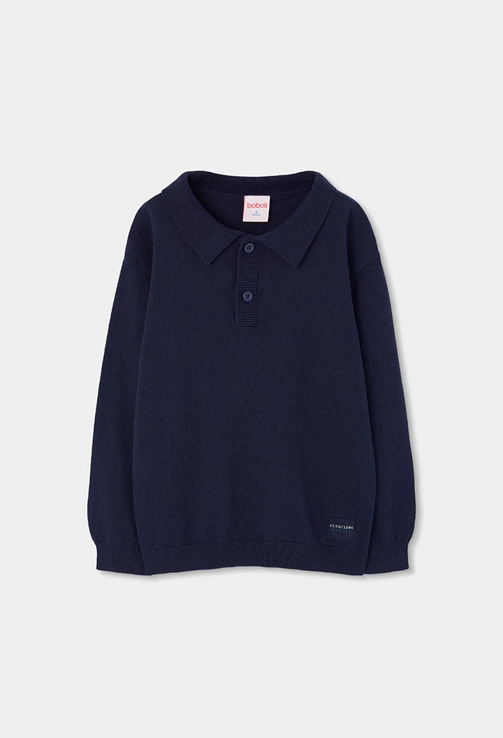 BOBOLI - Polo in maglia blu - invernale