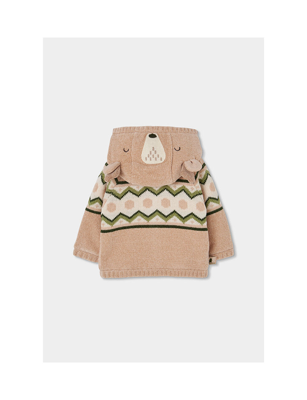 BOBOLI - giaccone in ciniglia imbottito verde/beige- invernale