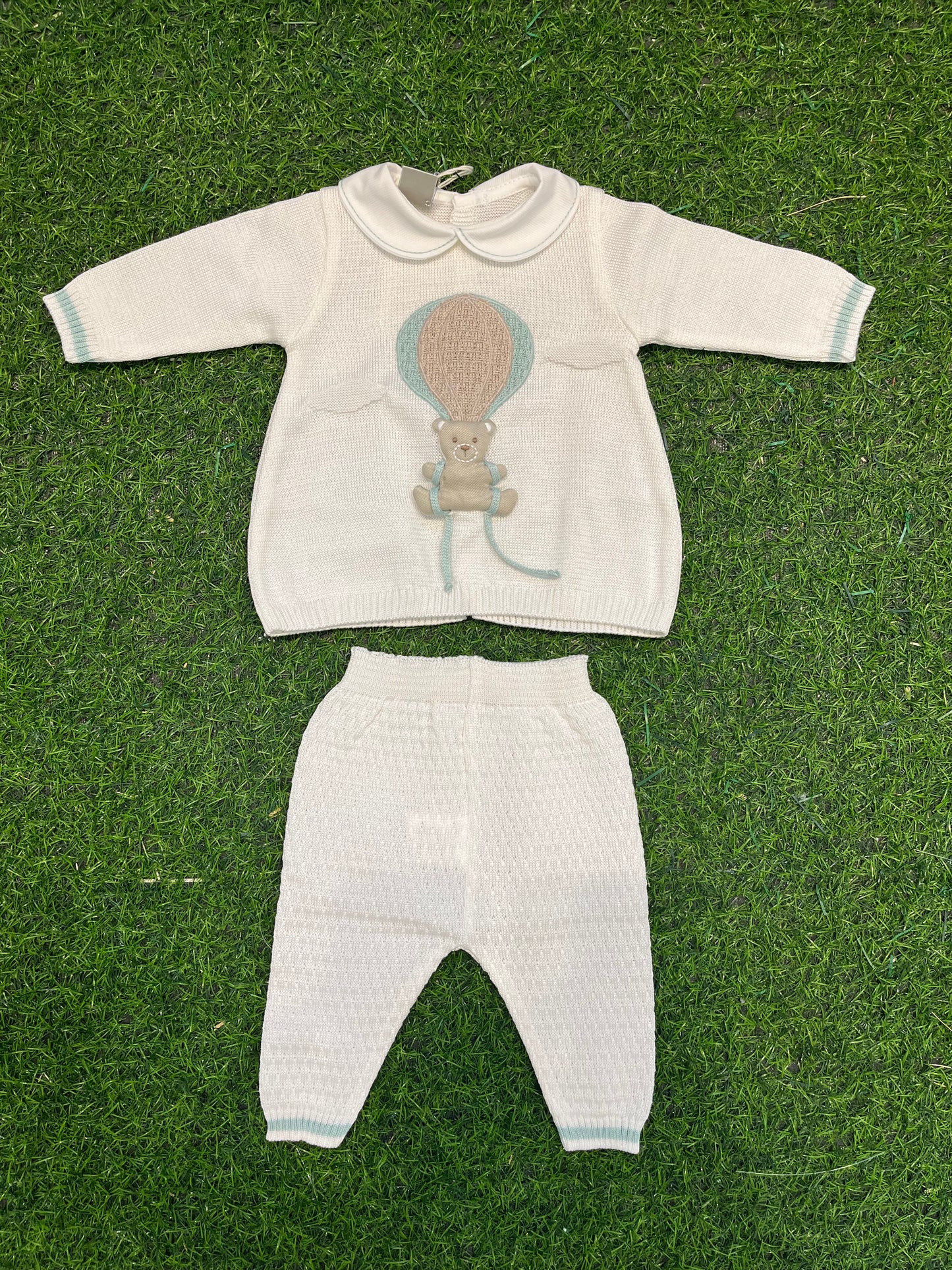 MARLU’ - completo filo di cotone 2pz mongolfiera vaniglia/verde corredino p/e - BOY