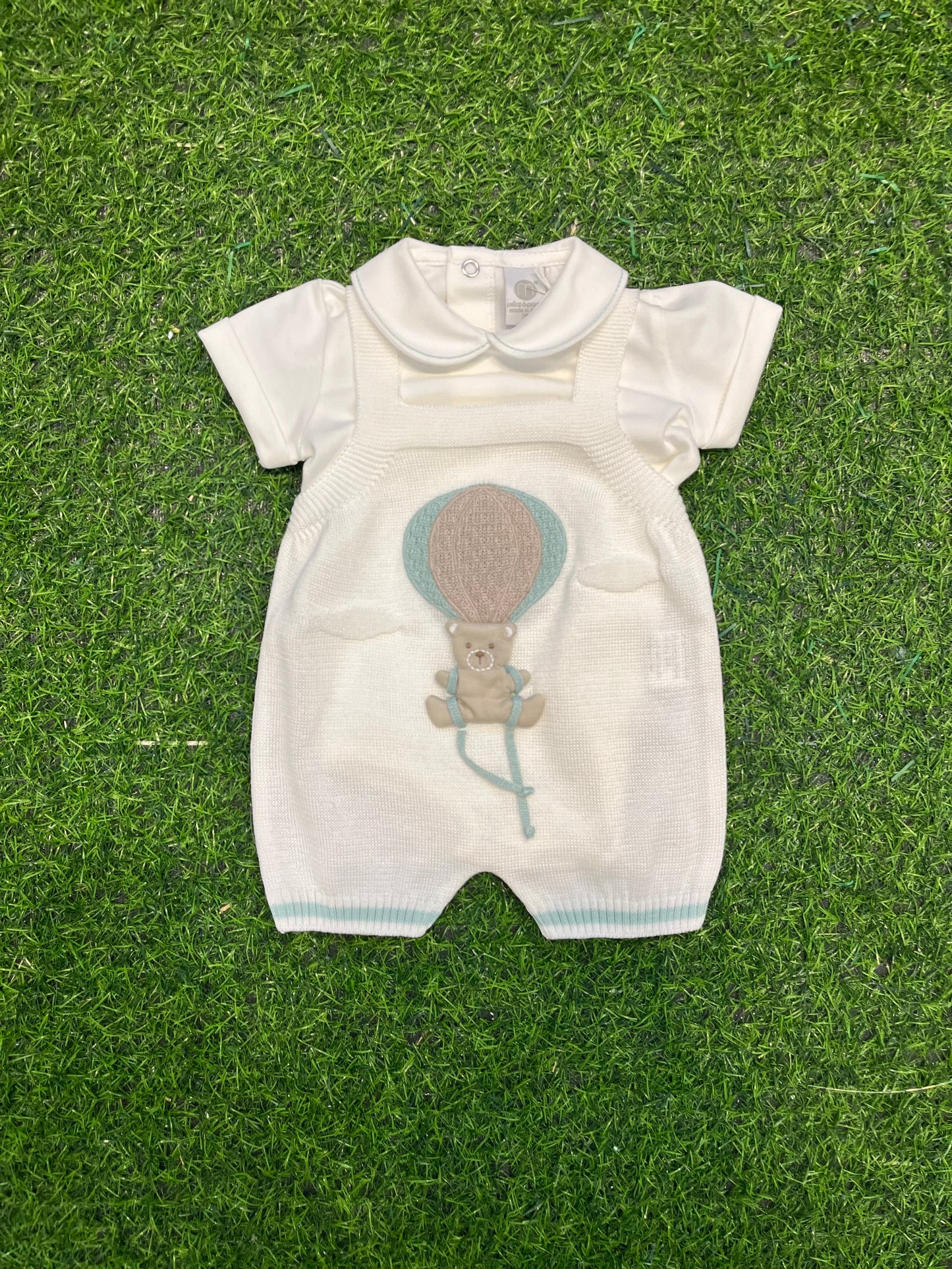 MARLU’ - salopette in filo di cotone 2pz mongolfiera vaniglia/verde corredino p/e - BOY