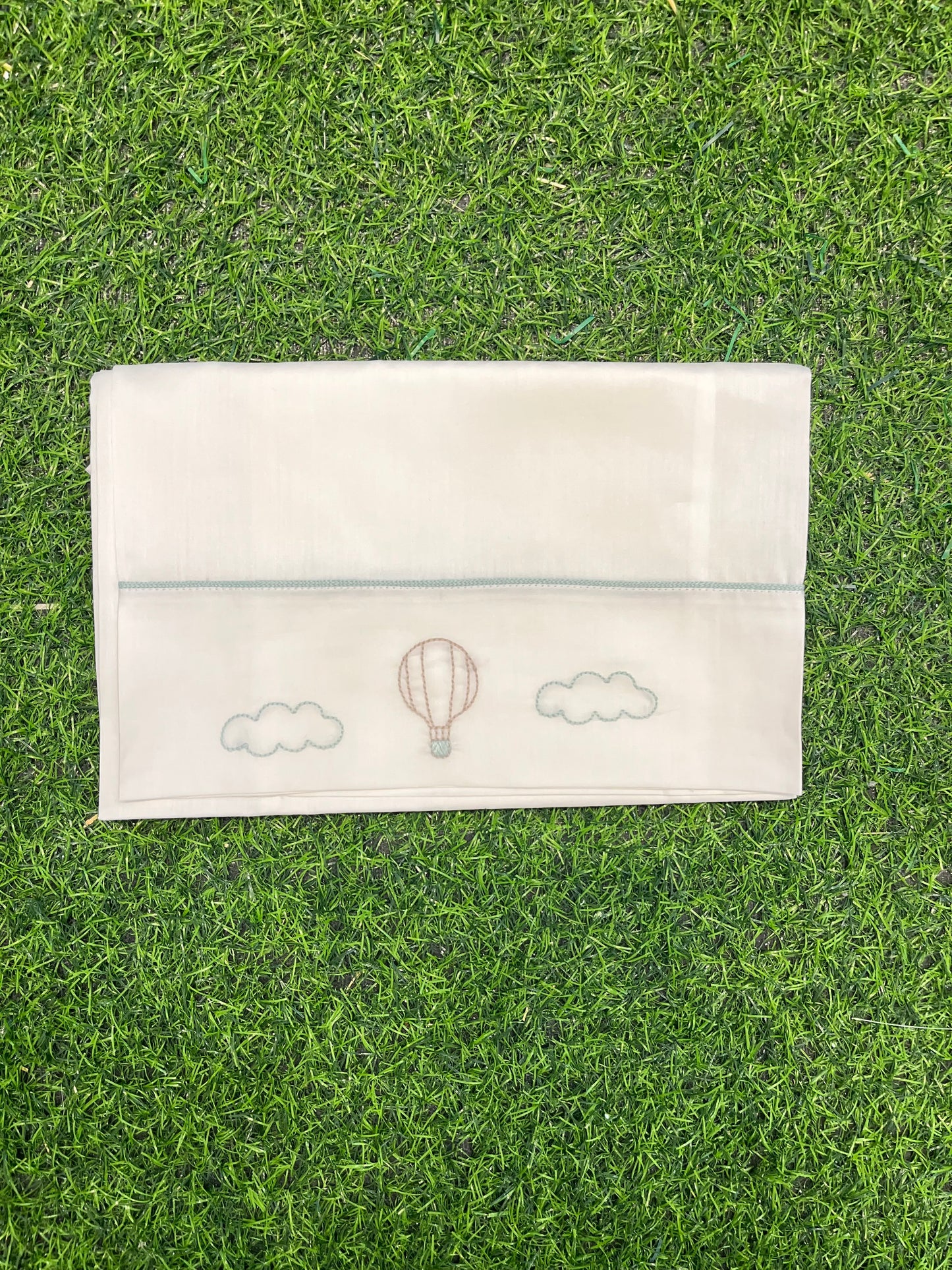 MARLU’ - set lenzuolino mongolfiera vaniglia/verde corredino p/e - BOY