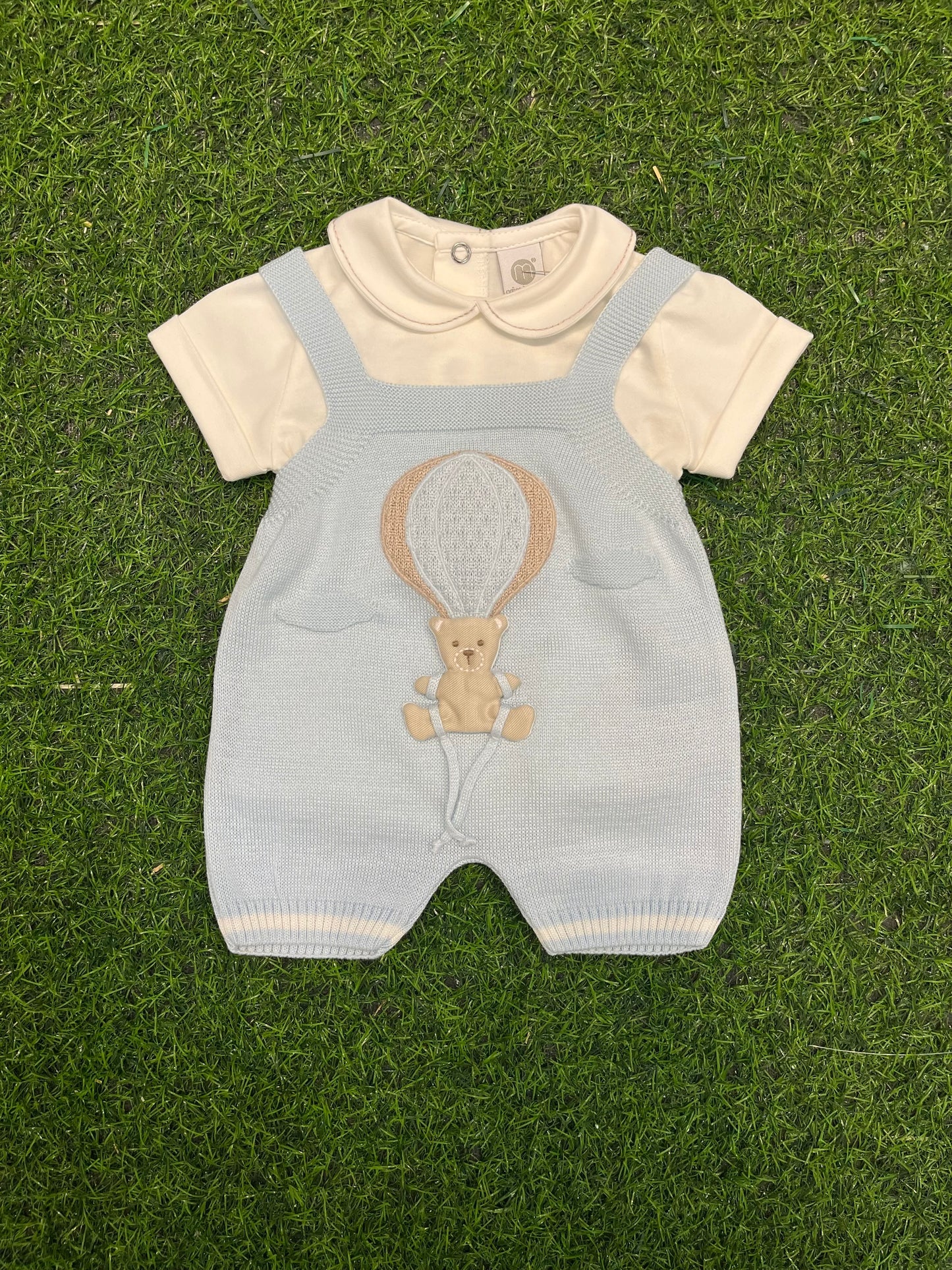 MARLU’ - salopette in filo di cotone 2pz mongolfiera cielo/vaniglia corredino p/e - BOY