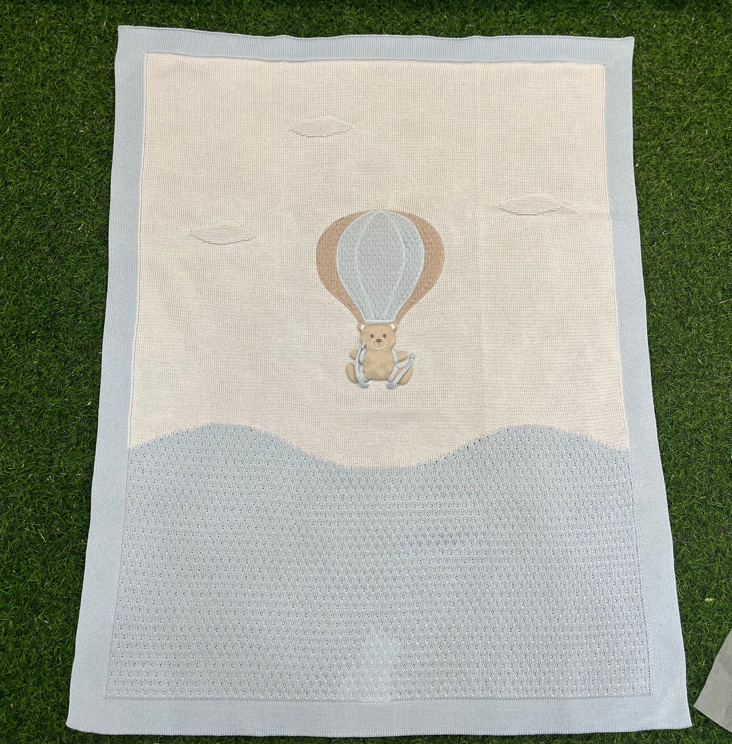 MARLU’ - coperta in filo di cotone mongolfiera cielo/vaniglia corredino p/e - BOY