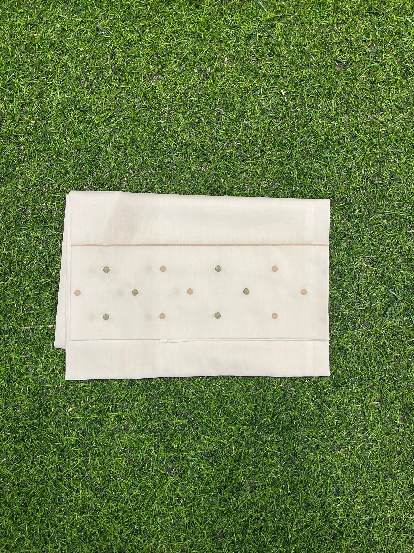 MARLU’ - set lenzuolino bianco/verde oliva corredino p/e