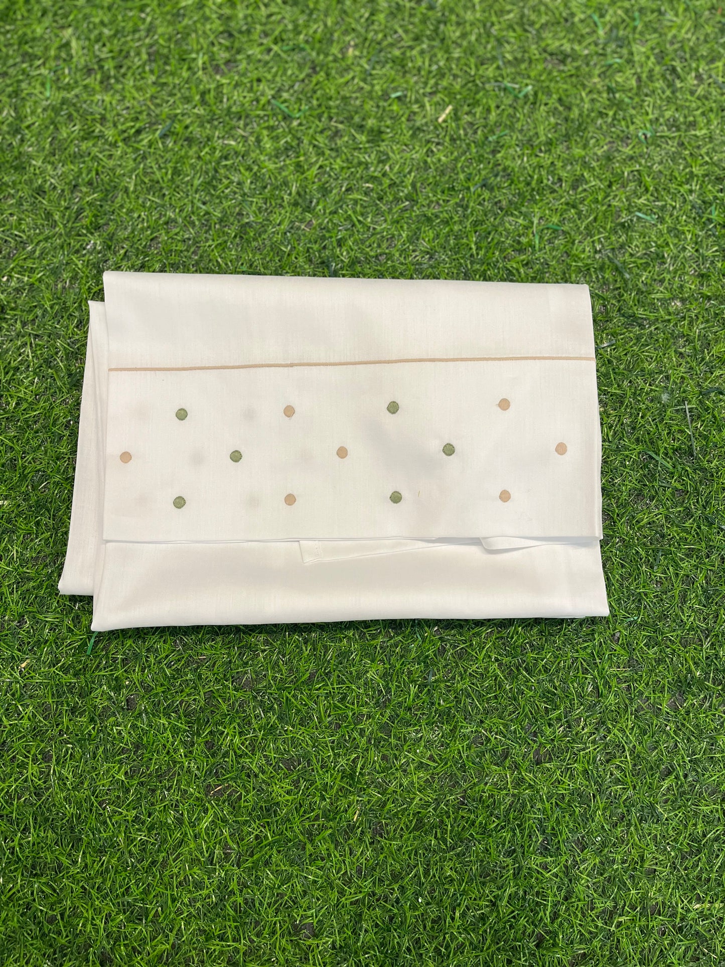 MARLU’ - set lenzuolino bianco/verde oliva corredino p/e