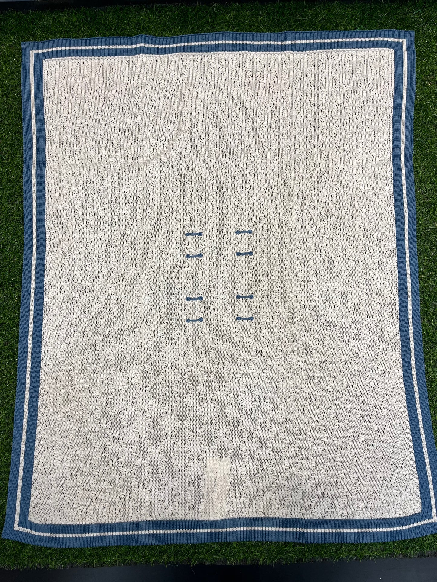 MARLU’ - coperta in filo di cotone vaniglia/oceano corredino p/e