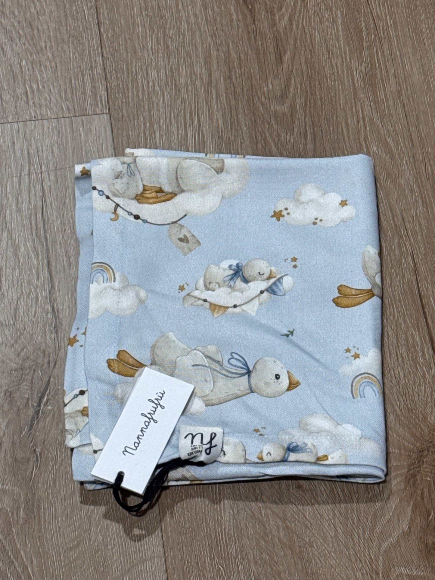 NANNAFRUFRU' - mussola 100% bambo 90x70cm ochetta azzurro