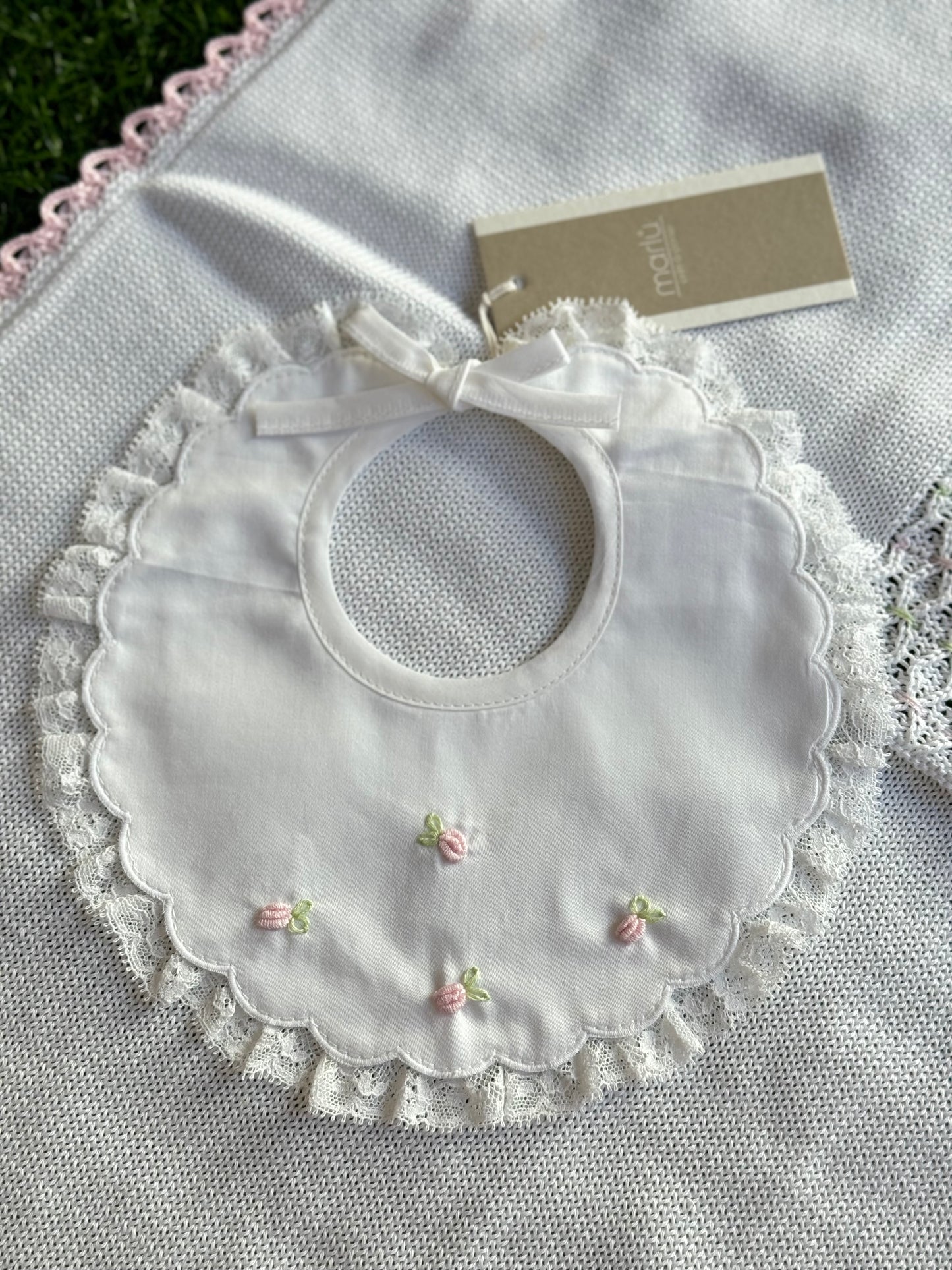 MARLU’ - bavetta bianco/rosa pesco/lime corredino p/e