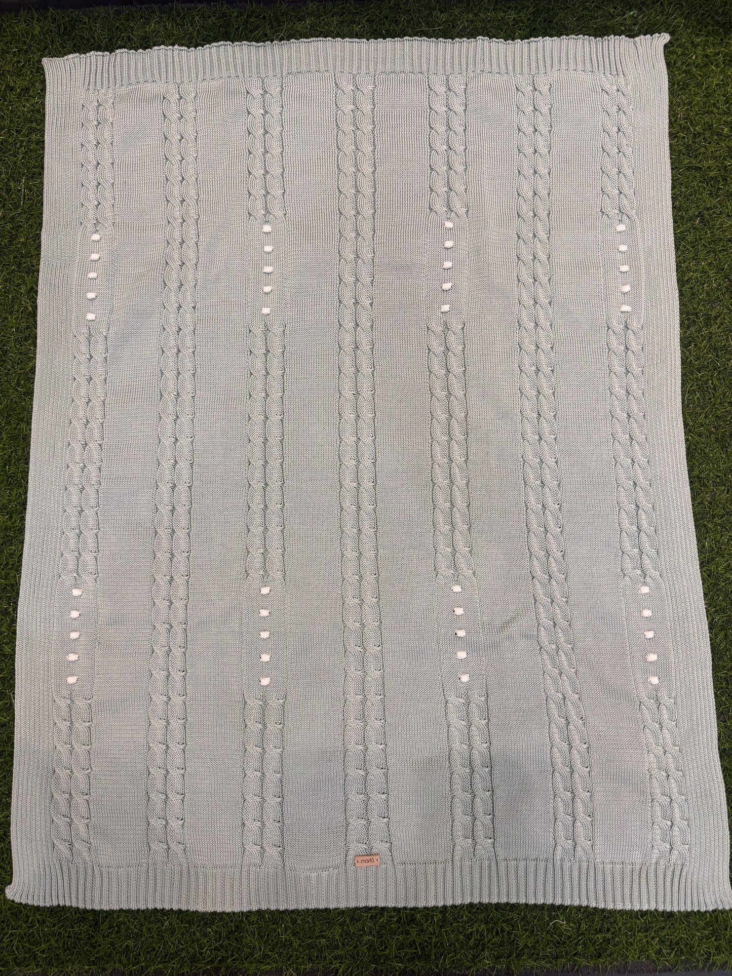 MARLU’ - coperta in filo di cotone salvia/vaniglia corredino p/e