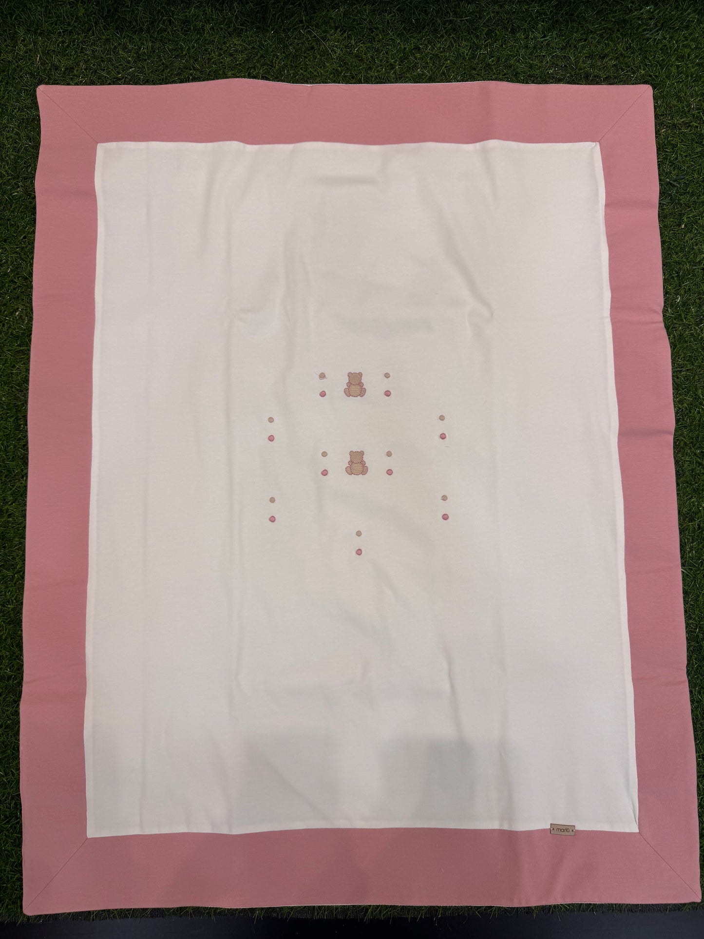 MARLU’ - coperta in Jersey di cotone vaniglia/marsala corredino p/e