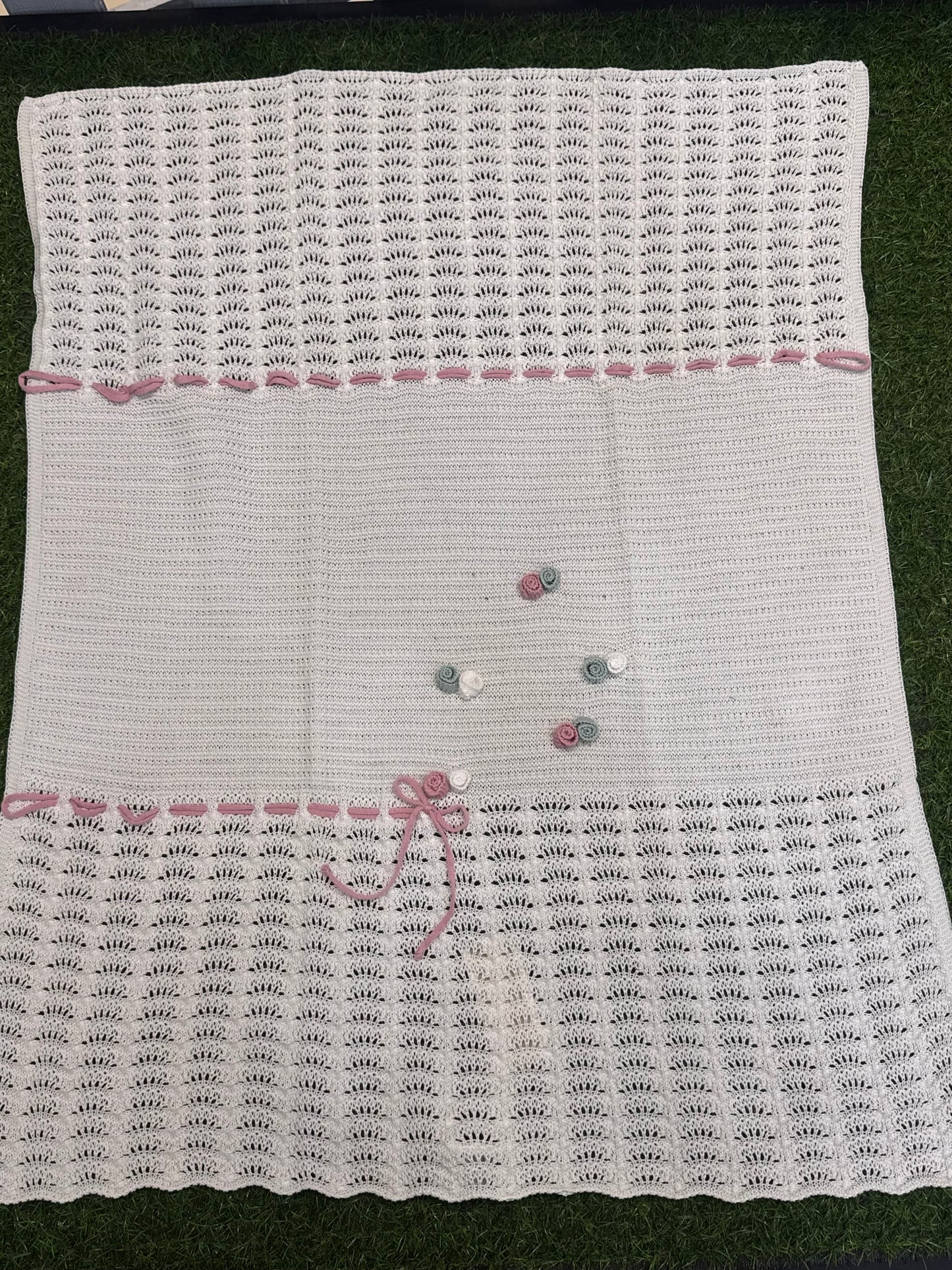 MARLU’ - coperta in filo di cotone vaniglia/multicolor corredino p/e