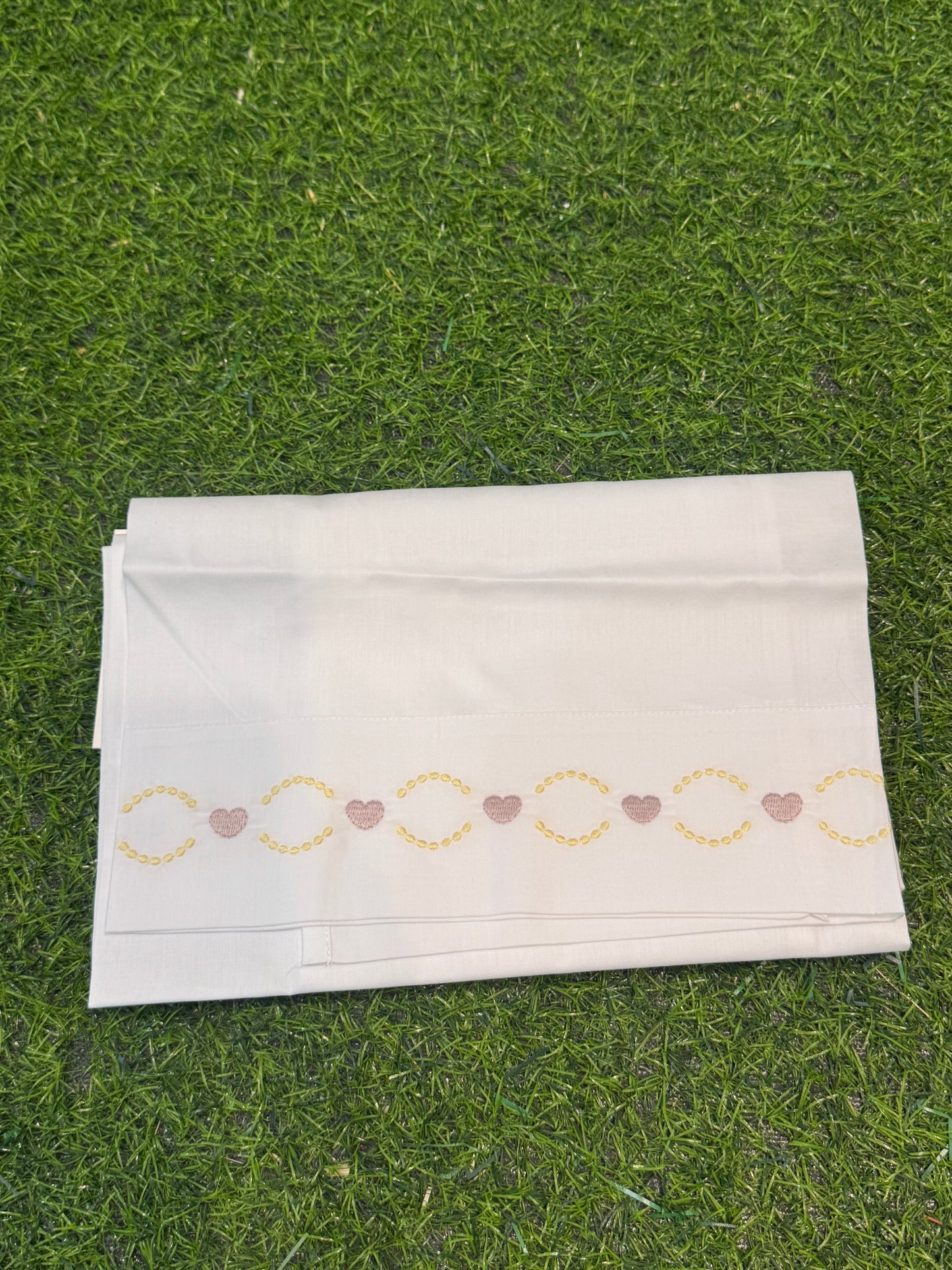 MARLU’ - set lenzuolino bianco/marsala/giallo corredino p/e